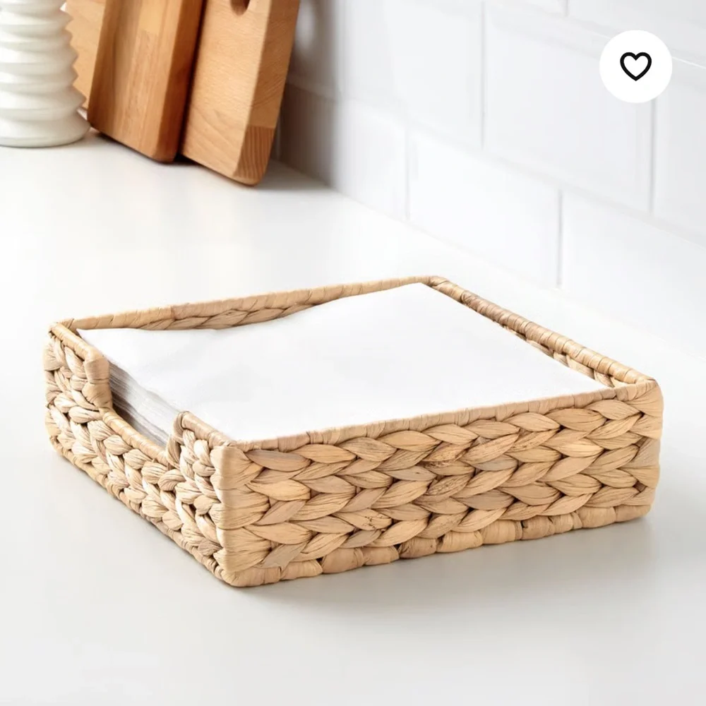 IKEA - Napkin Holder Woven Natural 9x9 Rattan Bohemian Home Decor Kitchen Table